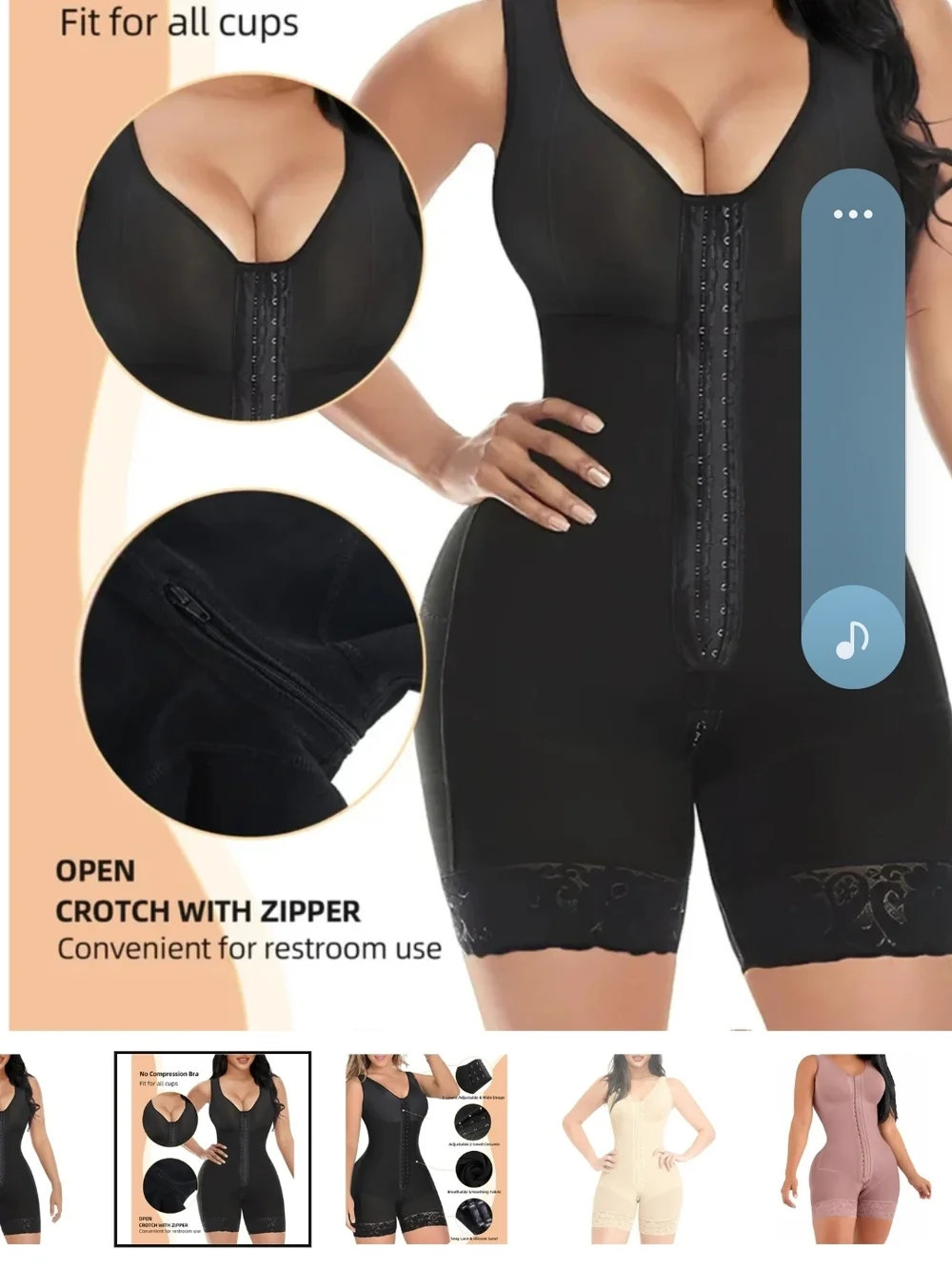 Black Front-Hook Shapewear Bodysuit